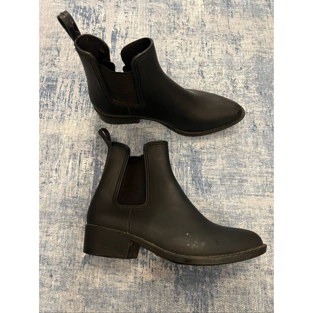 Jeffrey Campbell Havana Black Chelsea Pointed Toe Rain Boots Women's Size 8